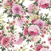 Daisy - Lunch servetten - Rose twigs with leaves and flowers