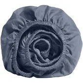 Yumeko Hoeslaken Katoensatijn 90x200 Blauw - Eco, Bio & Fairtrade