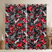Famanu - raceauto gordijnen voor kinderkamer, camouflagepatroon, verduisterend – Rood