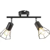 Globo Plafondlamp woonkamerlamp slaapkamerlamp metaal zwart vlechtwerk, 2x E14 fitting, lengte 25 cm, woonkamer slaapkamer