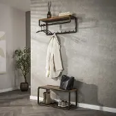 Hoyz kapstok luno roede en hoedenplank 8 haken drift brown