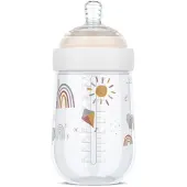 Mepal Mio Babyfles - 240 ml - Anti-koliek - Spiraalontwerp voorkomt verstopping - Siliconen van medische kwaliteit - Sunshine & Rainbow