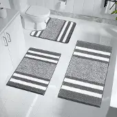 Famanu - Luxe 3-delige badmatset, microvezel, zacht en absorberend, machinewasbaar