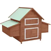 vidaXL Kippenhok 150x96x110 cm massief vurenhout mokkakleurig en wit
