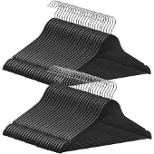 Famanu – Houten kleerhangers, set van 50, ruimtebesparend met antislip broekhanger