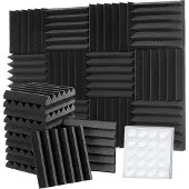 Famanu - 12 Stuks Geluidsabsorberende panelen 30x30x5cm hoge dichtheid zwart