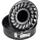 Famanu - Springvorm met platte en buisbodem Ø 24 cm, zwart metallic