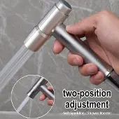 Famanu Bidet-douche, roestvrij staal, met dubbele straal en wandmontage - zilver