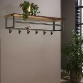 Hoyz kapstok daytona met 6 haken hoedenplank massief saja hout - 100x30x27