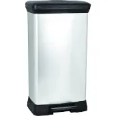 Curver Vuilnisbak met Pedaal - Plastic - 50 liter - Zwart / Zilver