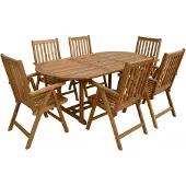 Axi Marzi/Nuria Tuinset 7-delig voor 6 Personen | Dining Set in Teak met Ovale Uitschuifbare Tuintafel | Eettafel met 6 Tuinstoelenmet met Verstelbare Rugleuning | Voor Buiten / Tuin