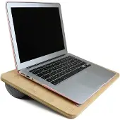 Famanu - Bamboe laptopkussen met textiele basis – 45x31 cm – bruin/grijs