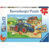 Ravensburger puzzel Op de bouwplaats en boerderij - 2x12 stukjes - kinderpuzzel