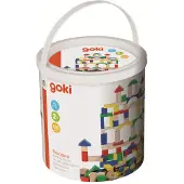 Goki Bouwstenen - Verschillende Vormen En Kleuren - 100 Stuks - In Draagtonnetje - 2 Jaar