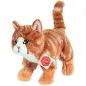 Teddy HERMANN® Knuffeldier kat/poes - zachte pluche stof - premium kwaliteit knuffels - rood/oranje - 20 cm
