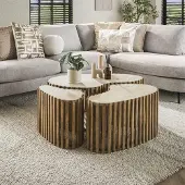 Hoyz Collection salontafel set-3 niervorm nuovo travertin massief mango