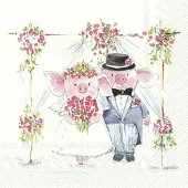 IHR Lunch servetten Piggy 'wedding' - - 33x33 cm