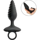 ANOS - anale vibrator plug - geribbeld - siliconen - zwart