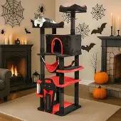 Markenlos - Kattenboom zwart, stevige krabtoren met speeltouwen