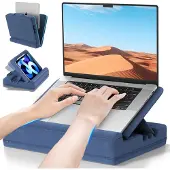Famanu - Verstelbaar laptopkussen – blauw – standaard met kussenbasis