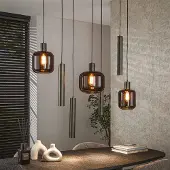Hoyz hanglamp bronza mix 4+3-lichts sienna brown