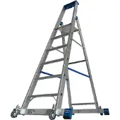 Krause Trapladder, met 6 treden, aluminium, verrijdbaar met dwarssteun