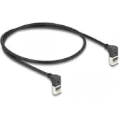 DeLOCK - Netwerkkabel - RJ-45 (M) naar opwaarts gebogen RJ-45 (M) naar opwaarts gebogen - 50 cm - 4,5 mm - S/FTP - CAT 6a - afgeschermd, halogenvrij - Zwart
