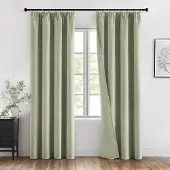 Famanu – Verduisteringsgordijnen met plooiband - saliegroene gordijnen - ondoorzichtig - set van 2 - 140 x 260 cm - moderne gordijnen