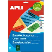 APLI Gekleurde etiketten Ft 105 x 148 mm (b x h), groen, 80 stuks, 4 per blad, etui van 20 blad - 2 stuks