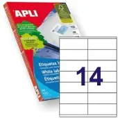 APLI witte etiketten ft 105 x 40 mm (b x h), 1.400 stuks, 14 per blad (1275)