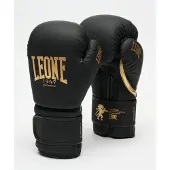 Leone1947 Black&gold Leather Artificial Boxing Gloves Zwart 16 oz