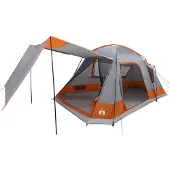 vidaXL Huisje Tent 8-persoons Grijs en Oranje Polyester en Staal