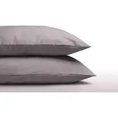 DH Set van 2 grijze (midden grijs tot lichtgrijs) kussenslopen (kussensloop / kussen hoes) KATOEN voor hoofdkussen van 60 x 70 cm (rustig uni / effen beddengoed)