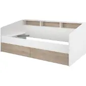 Vente-unique Kinderbed Sleep 90x200cm met bedlades - wit/eikdecor