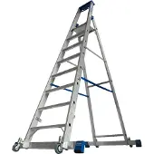Krause Trapladder, met 8 treden, aluminium, verrijdbaar met dwarssteun