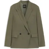 BOSS Regular-fit blazer van stretchcrêpe met krijtstrepen Maat 42