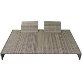 vidaXL Ligbed met kussen tweepersoons poly rattan grijs