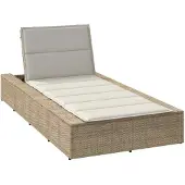 vidaXL Ligbed met zwevend kussen poly rattan beige