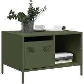 vidaXL Salontafel, olijgroen, 68,5 x 50 x 43,5 cm, koudgewalst staal