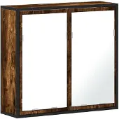 vidaXL Badkamerspiegelkast 65x20x60 cm bewerkt hout gerookt eikenkleur