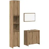 vidaXL 3-delige Badkamermeubelset bewerkt hout artisanaal eikenkleur