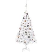 vidaXL Kunstkerstboom met verlichting en kerstballen 120 cm PVC wit