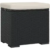vidaXL Hocker met kussen 40x30x40 cm poly rattan zwart