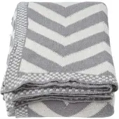 Homescapes Chevron Bedsprei 100% Katoen Grijs 150 x 200 cm