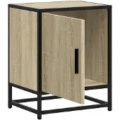 vidaXL Nachtkastje 40x31x50 cm bewerkt hout en metaal sonoma eiken
