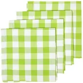 Homescapes groen geruite katoenen servetten in een verpakking van 4