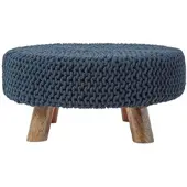 Homescapes Gebreide Voetenbank 30cm Hoog, Zwart