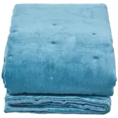 Homescapes Gewatteerde fluwelen deken blauw – sprei van katoenfluweel , 150 x 200 cm
