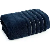 Eurofirany Donkerblauwe badhanddoek 50x90 cm met gouden strepen