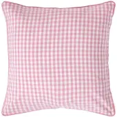 Homescapes Gingham katoenen kussenhoes 60 x 60 cm roze